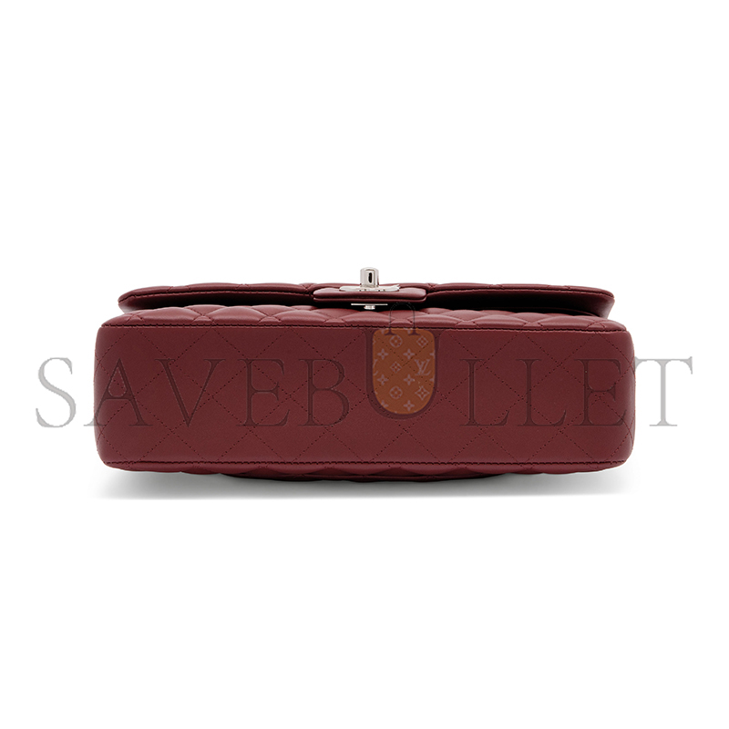 CHANEL MASTER MEDIUM CLASSIC FLAP BAG WITH SILVER HARDWARE BURGUNDY A01112 (25*16*8cm)